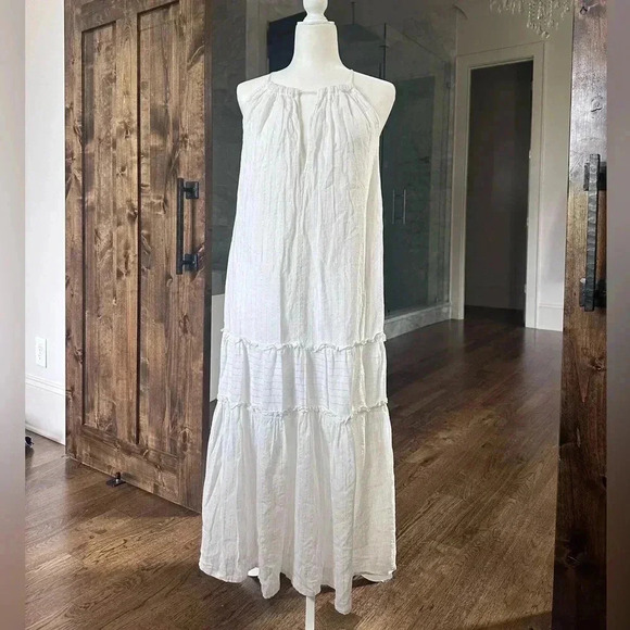 World Market Boho Sleeveless White Maxi Dress | Size Large/Medium - Picture 6 of 8